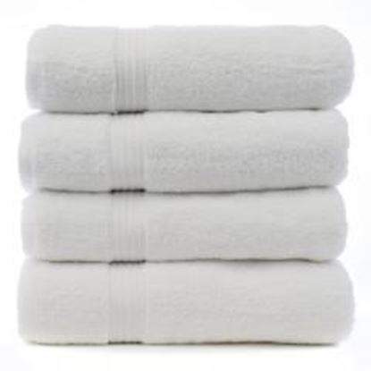 Picture of Eco Cotton Bath Towels - White - Dobby Border  - Set of 4