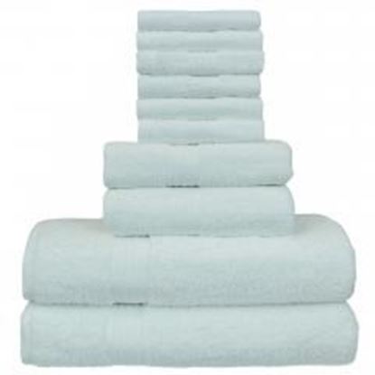 Picture of Luxury Hotel Collection 100% Cotton-Eco White - set of 10 - 2 Bath Towels, 2 Hand Towels and 6 Washcloths Towel Set - Dobby Borderr