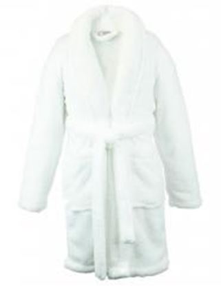 Picture of Kids Microfiber Fleece Shawl Robe - Girls - White - Small