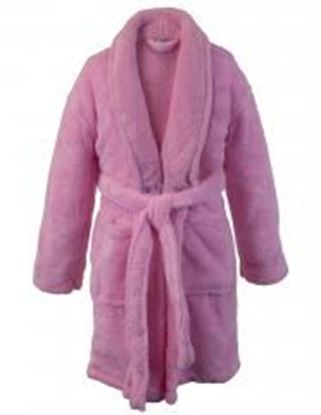 Picture of Kids Microfiber Fleece Shawl Robe - Girls - Pink - Small