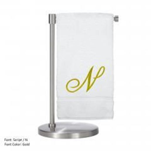 Picture of Monogrammed Bath Towel, Personalized Gift, 27 x 54 Inches - Set of 2 - Gold Script Embroidered Towel - 100% Turkish Cotton- Soft Terry Finish - For Bathroom,Kitchen or Spa - Script N White