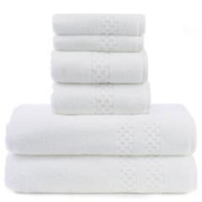 Picture of Luxury Hotel & Spa Towel 100% Genuine Turkish Cotton 6 Piece Towel Set - White - Checkered