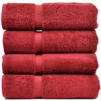 Picture of Luxury Hotel & Spa Towel 100% Genuine Turkish Cotton Bath Towels - Cranberry - Dobby Border  - Set of 4