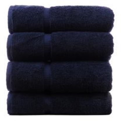 Picture of Luxury Hotel & Spa Towel 100% Genuine Turkish Cotton Bath Towels - Navy Blue - Dobby Border  - Set of 4