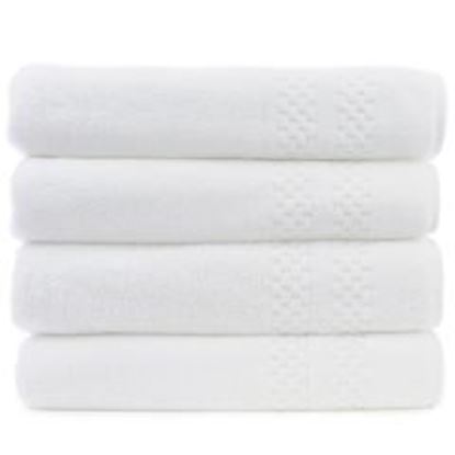 Picture of Luxury Hotel & Spa Towel 100% Genuine Turkish Cotton Bath Towels - White - Checkered  - Set of 4