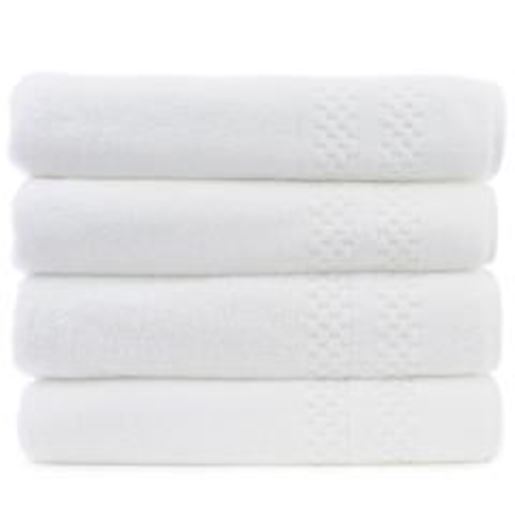 Picture of Luxury Hotel & Spa Towel 100% Genuine Turkish Cotton Bath Towels - White - Checkered  - Set of 4