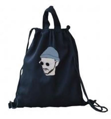 Picture of Unisex Canvas Drawstring Bag Backpack Shopping Sack Bags Black