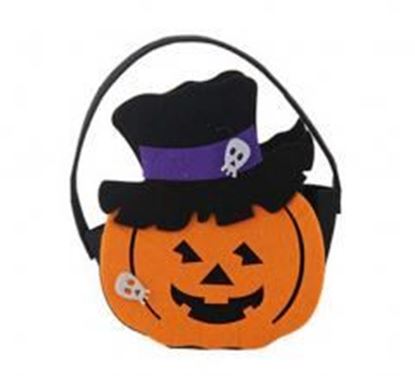 Picture of Halloween Decorations Portable Candy Bags Non-woven Pumpkin Bags, Black Hat