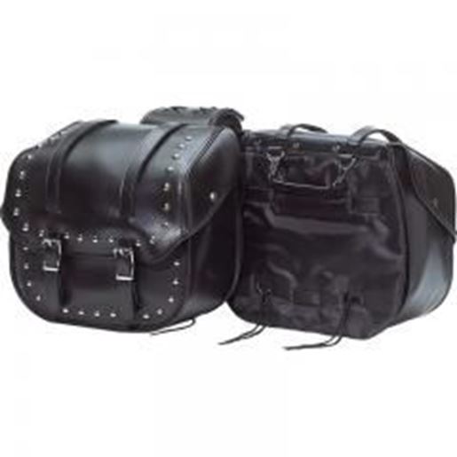 Picture of Diamond Plate&trade; 2pc Heavy-Duty Waterproof PVC with Studs Motorcycle Saddlebag Set: Each