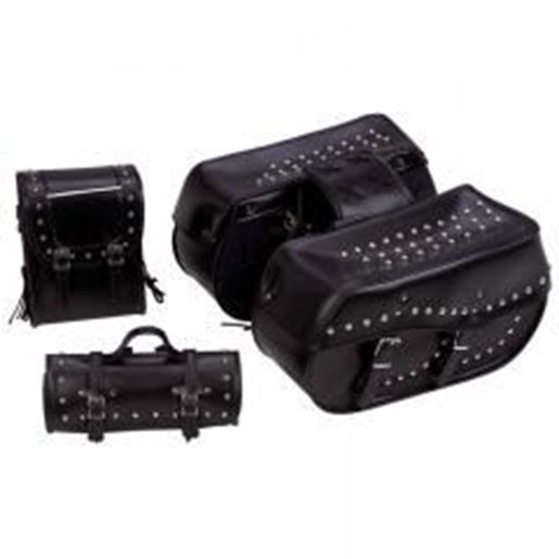 Picture of Diamond Plate&trade; 4pc Heavy-Duty Waterproof PVC Black Motorcycle Luggage Set: Each