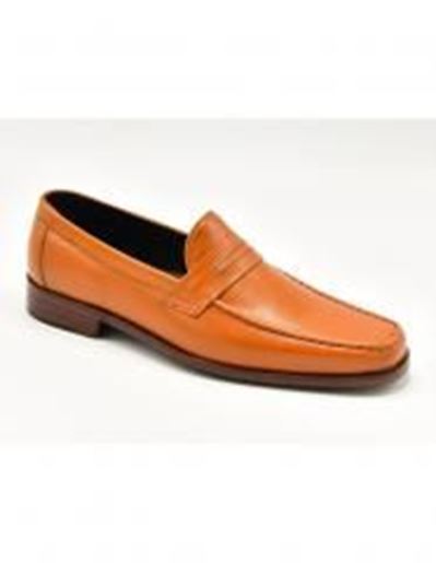 Picture of Goodyear Welted Handmade Leather Penny Loafer Shoes - Tan 9.5: Size: 6 Width: Wide (EE)