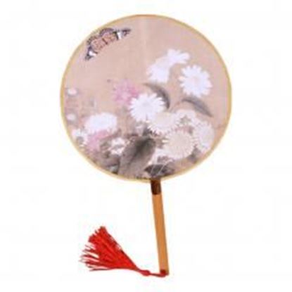 Picture of 2PCS Elegant Round Hand Fan Chinese Fan Print Decor Bamboo Handle, No.5