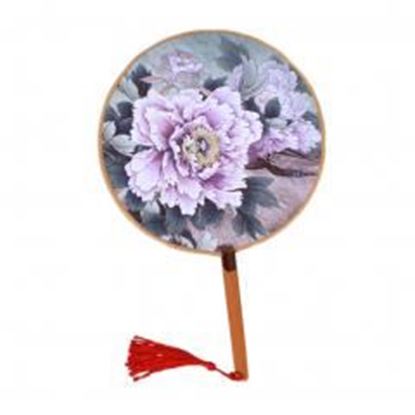 Picture of 2PCS Elegant Round Hand Fan Chinese Fan Print Decor Bamboo Handle, No.7