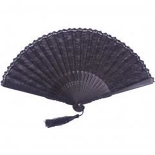 Picture of Japanese Hand Fan Handheld Fan Foldable Fan Lace Fan, Black