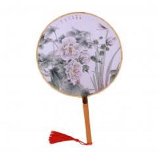 Picture of 2PCS Elegant Round Hand Fan Chinese Fan Print Decor Bamboo Handle, No.2