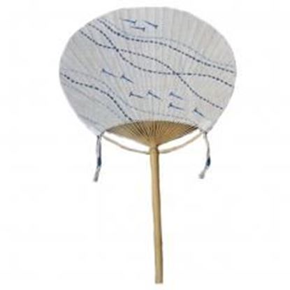 Picture of Chinese Style Cotton&Linen Print Decor Embroidery Handheld Round Hand Fan - Blue