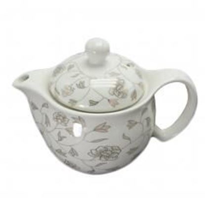 Picture of White Ceramic Tea Kettle Creative Tea pot With Tea Infuser,floral axis