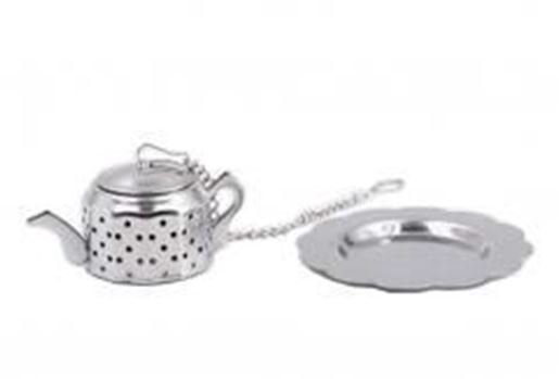 Image sur [Silver Teapot] Creative Spice/Tea Ball Strainer Tea Filter With Drip Trays