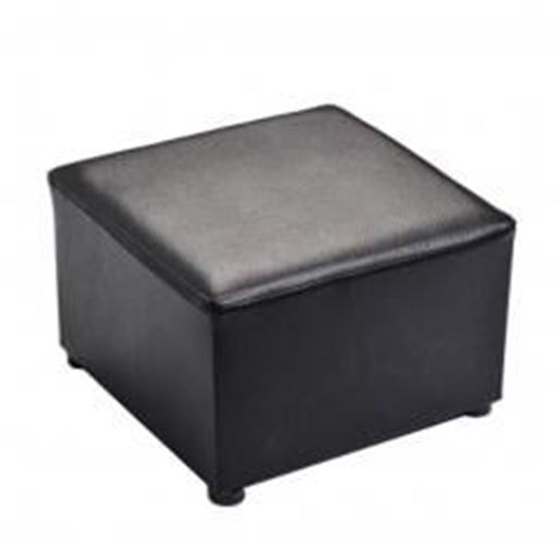 Picture of Fashionable Square Faux Leather Modern Small Stool Table Stool Sofa Pier Ottoman Stool, Black