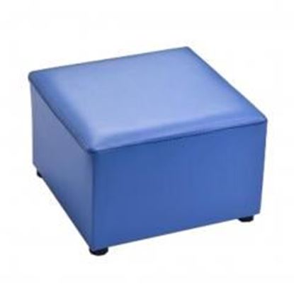 Picture of Fashionable Square Faux Leather Modern Small Stool Table Stool Sofa Pier Ottoman Stool, Blue