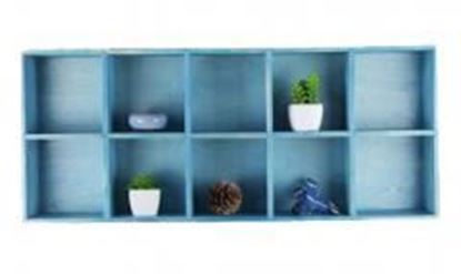 Picture of Elegant Wood Storage Rack Handmade Storage Cabinet 10 Drawers, Blue