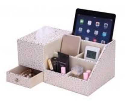 Picture of Elegant Student Desktop Storage Box/ Multifunctional Tissue Box 7 Cells