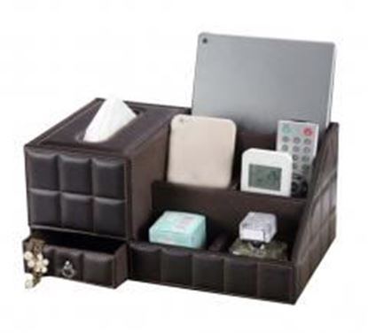 Picture of High-grade Desktop Storage Box/ Multifunctional Tissue Box /5 Cells, Coffee