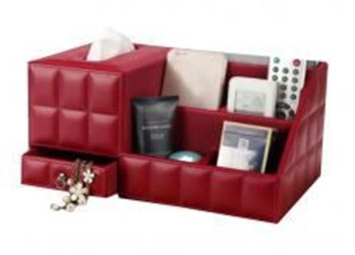 Picture of Elegant Desktop Storage Box/5 Cells Multifunctional Tissue Box, Red