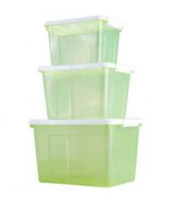 Picture of Set of 3 Multipurpose Storage Boxes/ Household Storage Bins,Transparent Green