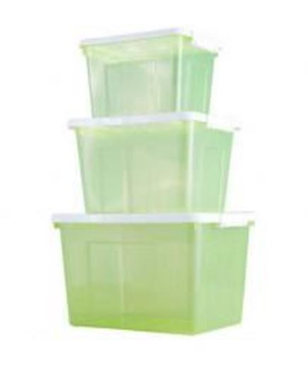 Picture of Set of 3 Multipurpose Storage Boxes/ Household Storage Bins,Transparent Green