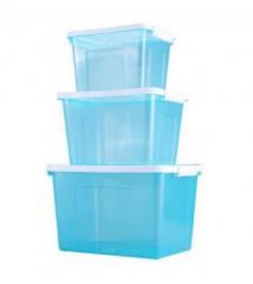 Picture of Set of 3 All-purpose Household Storage Boxes/ Storage Bins,Transparent Blue