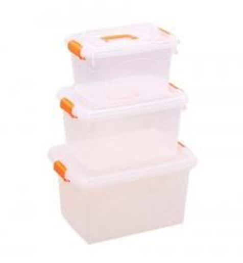 Picture of Set of 3 Durable Household Storage Boxes/ Storage Bins All-purpose,Transparent