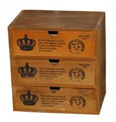 Picture of Elegant Small Crown Pattern Wood Storage Chests Desktop Receive Container