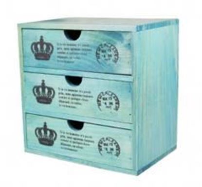 Picture of Lovely Small Crown Pattern Wood Storage Chests Storage Cabinet Toys,Blue