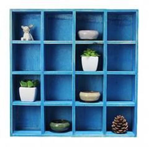 Picture of High-quality Wood Storage Rack Storage Cabinet Home Decorations Blue