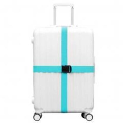 Picture of Cross Suitcase Baggage Luggage Packing Belt With Plastic Clips-Blue