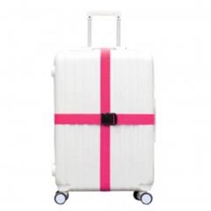 Picture of Cross Suitcase Baggage Luggage Packing Belt With Plastic Clips-Rose Red