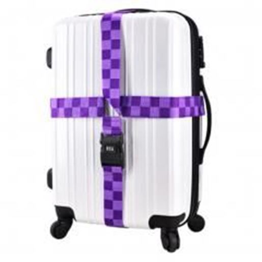 Picture of Cross Suitcase Baggage Luggage Packing Belt With Lock-Purple Square