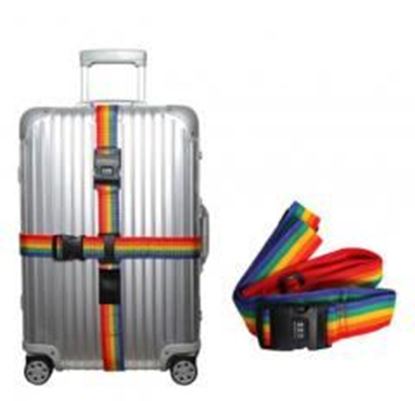 Picture of Cross Suitcase Baggage Luggage Packing Belt With Lock-Black and Red Stripe