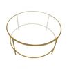 The Urban Port Contemporary Style Round Metal Framed Coffee Table with Glass Top, Gold and Clear