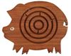 Picture of Benzara Pig Shape Labyrinth ball maze puzzle game In Wood, Brown