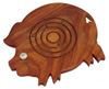 Benzara Pig Shape Labyrinth ball maze puzzle game In Wood, Brown