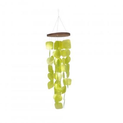The Urban Port Aesthetically Designed Handmade Wind Chime with Capiz Shell Hangings, Green