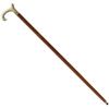Benzara Hand Carved Wooden Walking Stick Cane With Golden Handle, Brown