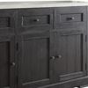 Benjara Commodious Wooden Server, White Marble Top & Weathered Black