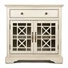 Picture of Benjara Craftsman Series 32 Inch Wooden Accent Cabinet with Fretwork Glass Front, Cream