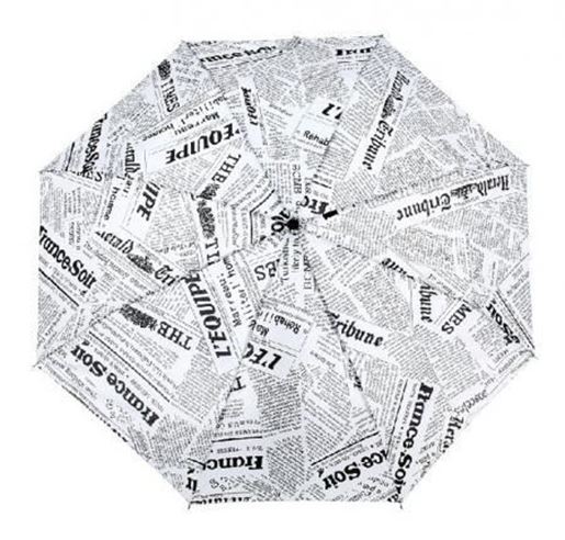 Panda Superstore Foreign Language Newspaper Design Folding Sun and Rain Umbrella