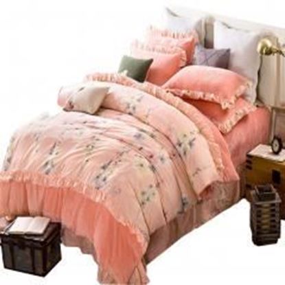 Wukong Paradise Warm Blossom Peach/Pink Flannel Duvet Cover Set 4PC Queen Size