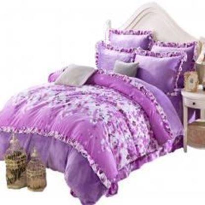 Wukong Paradise Warm Floral Flower Purple Flannel Duvet Cover Set 4PC Queen Size