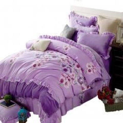 Wukong Paradise Warm Floral Purple Flannel Duvet Cover Set 4PC Queen Size